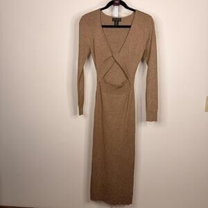 #110 House of Harlow 1960 Sz. S PTP 15.5"-17.5" Gold Sweater Dress w/cutout